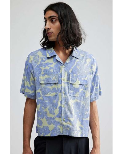Urban Outfitters Uo Jamie Floral Crop Shirt - Blue