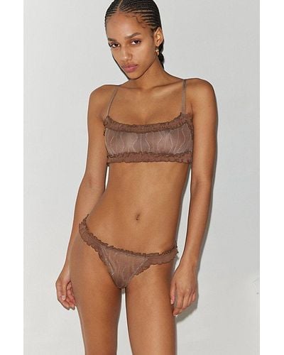 Out From Under Make Waves Ruffle G-String Thong - Brown