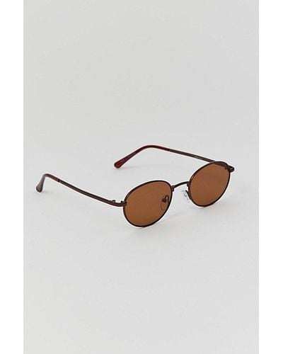 Urban Outfitters Walker Metal Oval Sunglasses - Brown