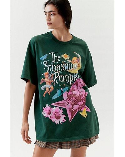 Urban Outfitters Smashing Pumpkins Collage T-Shirt Dress - Green