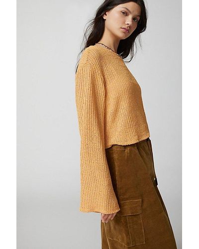 Urban Renewal Remnants Loose Knit Drippy Sweater - Yellow