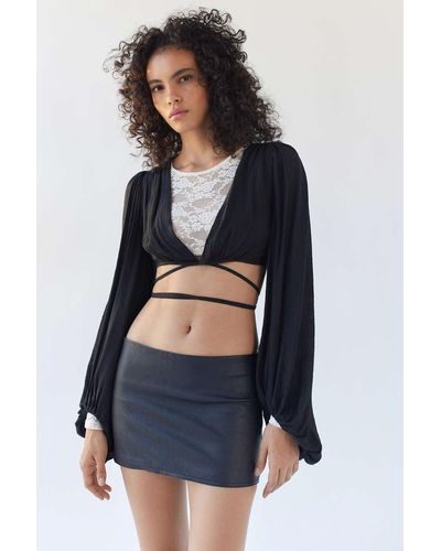 Urban Outfitters Uo Logan Faux Leather Mini Skirt - Black