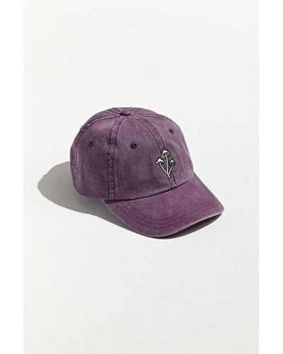Urban Outfitters Mushroom Embroidered Washed Baseball Hat - Purple