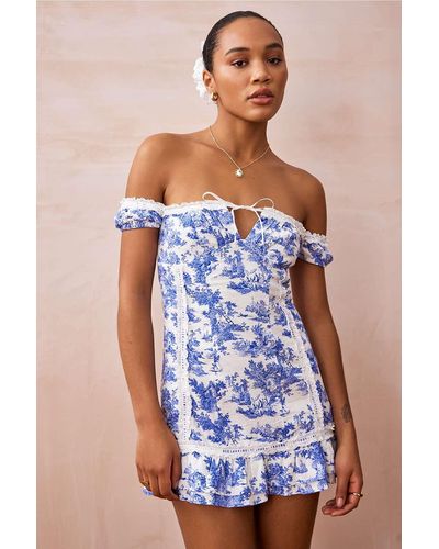 Kimchi Blue Francesca Off-the-shoulder Mini Dress - Blue