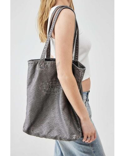 BDG Washed Faux Leather Tote Bag - Grey
