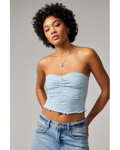 Out From Under Aaliyah Textured Sweetheart Bandeau Top - Blue