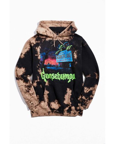 Urban Outfitters Goosebumps Bleach Dye Hoodie Sweatshirt - Black