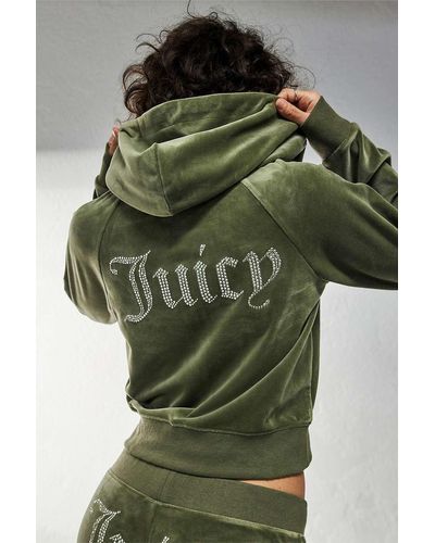 Juicy Couture Olive Velour Zip-up Hoodie Jacket - Green
