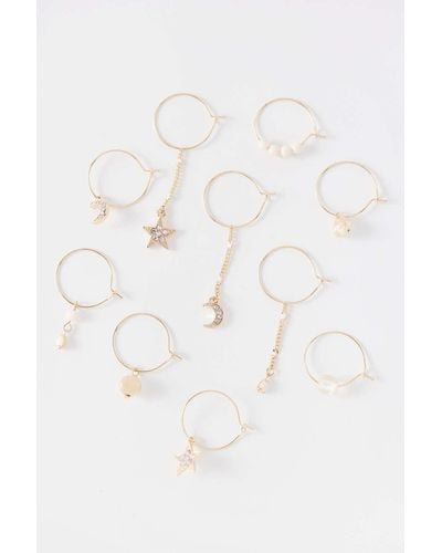 Urban Outfitters Mismatch Icon Charm Hoop Earring Set - White