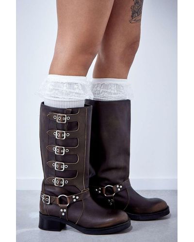 Out From Under Lace Trim Knee-high Socks - White