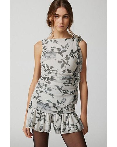 Urban Outfitters Uo Emily Ruched Floral Romper - White