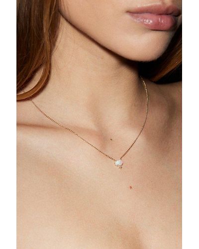 Urban Outfitters Delicate Stone Charm Necklace - Natural