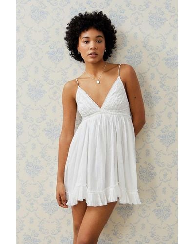 Kimchi Blue Elsie Babydoll Mini Dress - White