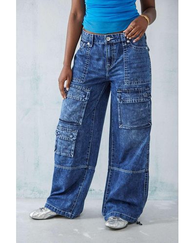 True Religion Low-rise-jeans bobbi" mit cargotaschen - Blau