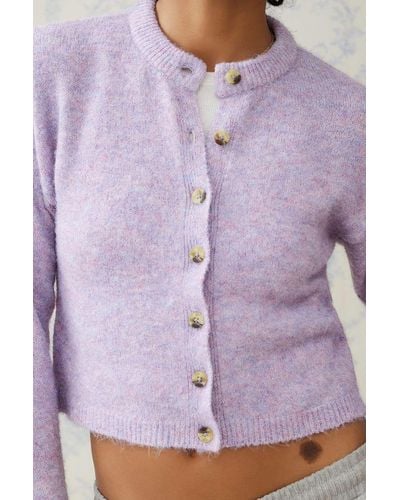 Urban Outfitters Uo Crew Cardigan - Purple
