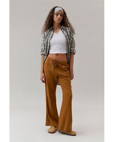 Urban Outfitters Uo Amelie Linen Pant - Brown