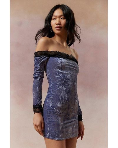 Kimchi Blue Kimchi Ryder Velvet & Lace Mini Dress - Blue
