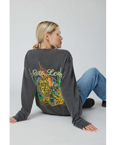 Urban Outfitters Pure Love Tiger Graphic Sweatshirt In Black,at - Gray