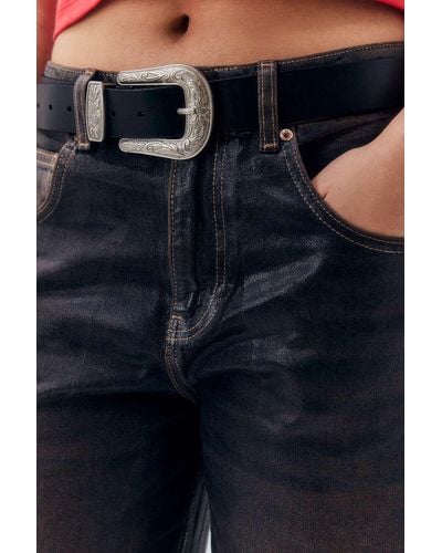 Urban Outfitters Uo Western Leather Belt - Blue