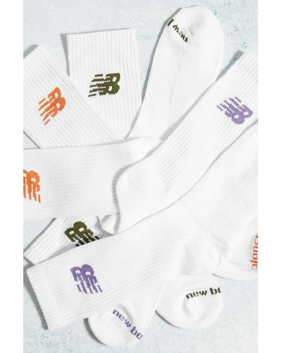 New Balance Khaki, Lilac & Tan Socks 3-pack - White