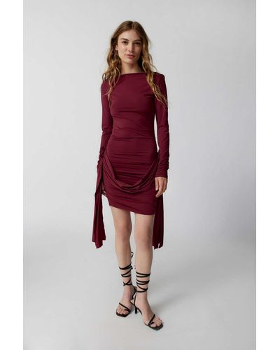 Lioness Glory Long Sleeve Mini Dress In Maroon,at Urban Outfitters - Red