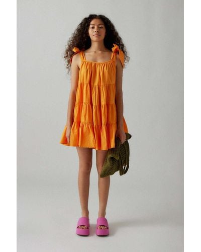 Urban Outfitters Uo Freesia Tie-strap Mini Dress - Orange