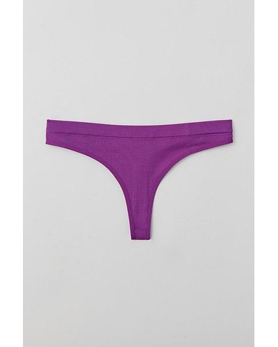 Out From Under Seamless Ribbed Thong - Purple