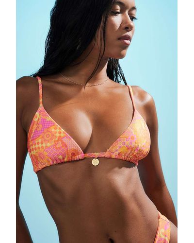 Kulani Kinis Citrus Sunrise Triangle Bikini Top - Pink