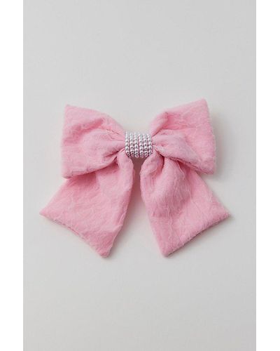 Urban Outfitters Pearls & Lace Hair Bow Barrette - Pink