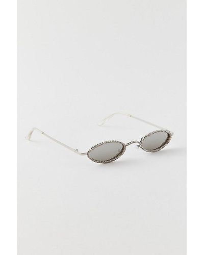 Urban Outfitters Rhinestone Slim Oval Sunglasses - Metallic