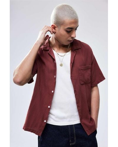 Urban Outfitters Uo Red Crinkle Shirt