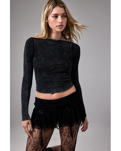 Urban Outfitters Uo Alicia Backless Long Sleeve Tee - Black