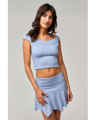 Daisy Street Asymmetric Mini Skirt - Blue