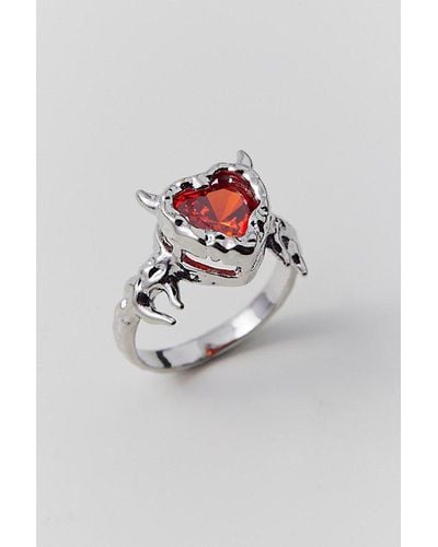 Urban Outfitters Devil Heart Ring - Grey