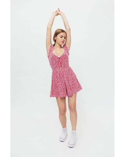 Urban Outfitters Uo Alice Mesh Romper - Pink
