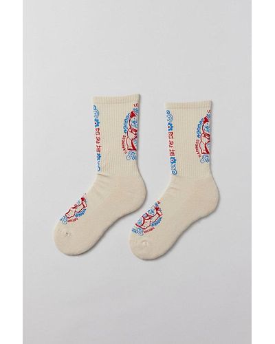 Urban Outfitters Lucky Cat Crew Sock - Natural