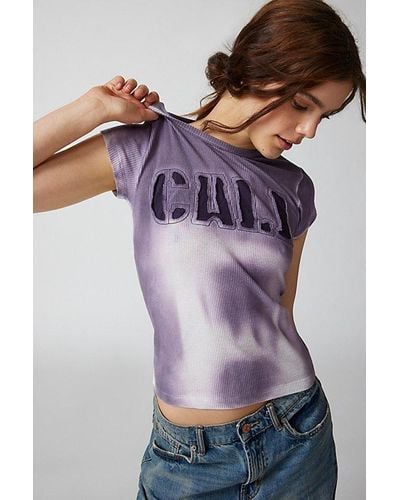 Urban Outfitters Destination Thermal Baby Tee - Purple