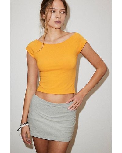 Out From Under Cotton Compression Boatneck Tee - Orange