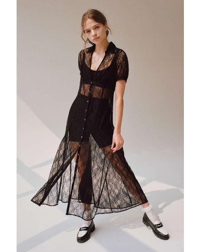 Urban Outfitters Uo Connie Sheer Lace Midi Dress In Black,at
