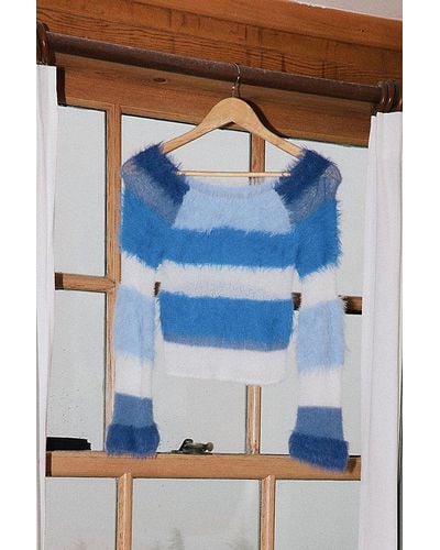 Kimchi Blue Kimchi Chloe Stripe Eyelash Sweater - Blue