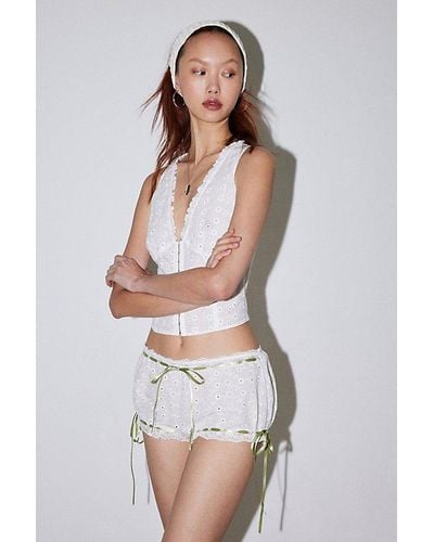 Out From Under Broderie Bow Micro Short - White