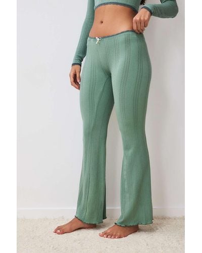 Out From Under Peggy Pointelle Flare Lounge Trousers - Green