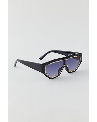 Urban Outfitters Rhinestone Bold Square Sunglasses - Blue