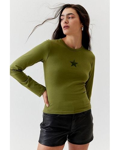 Urban Outfitters Star Long Sleeve Tee - Green