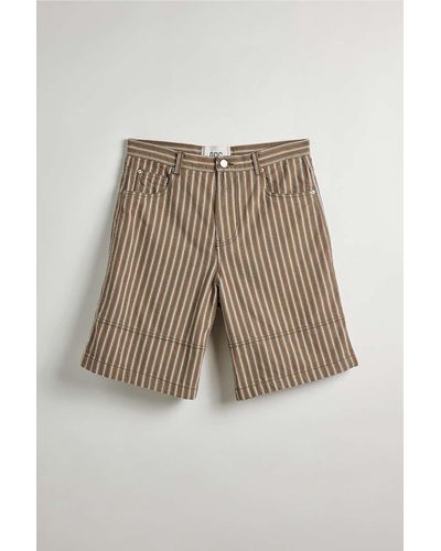BDG Brown Stripe Shorts - Natural