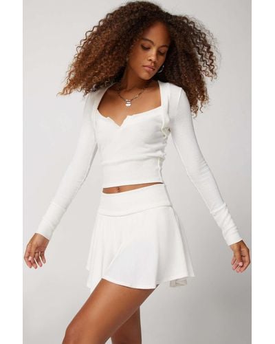 Out From Under Tate Cozy Mini Skirt In White,at Urban Outfitters
