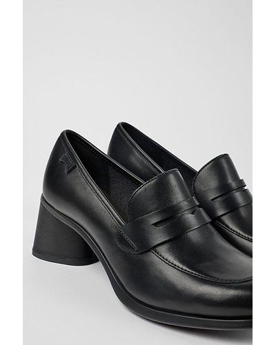 Camper Kiara Leather Loafer Heels - Black
