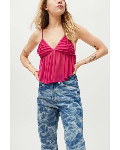 Urban Outfitters Uo Lila Ruched Ruffle Cami - Purple