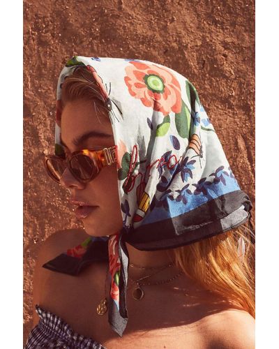 Urban Outfitters Uo Embroidered Floral Neck Scarf - Blue