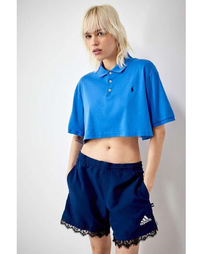 Urban Renewal Remade From Vintage Blue Cropped Polo Top